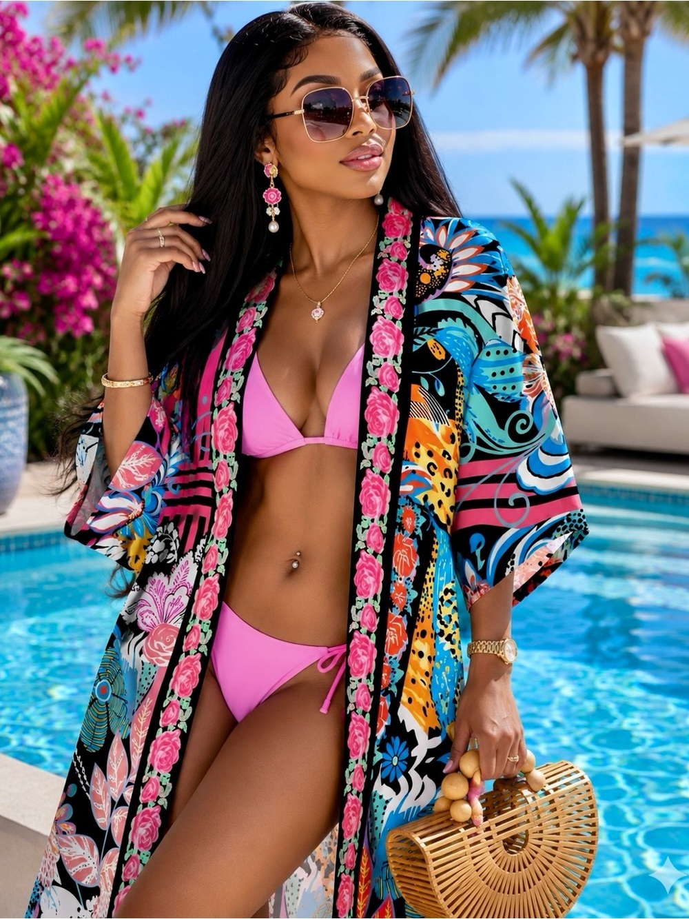Long Kimono Cardigan & Beach Cover-Up Vibrant